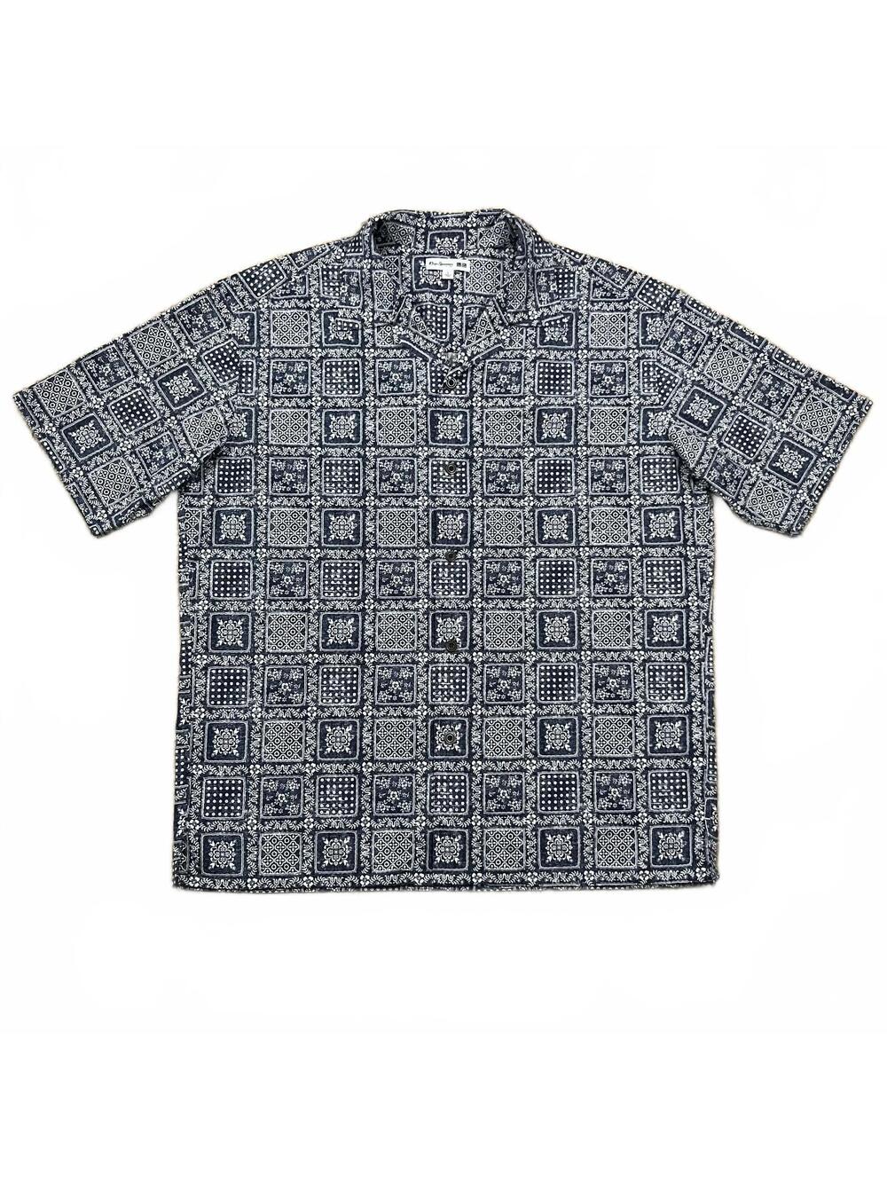 Reyn Spooner Uniqlo Printed Open Collar Short Sleeve Shirt Hawaiian Size Large